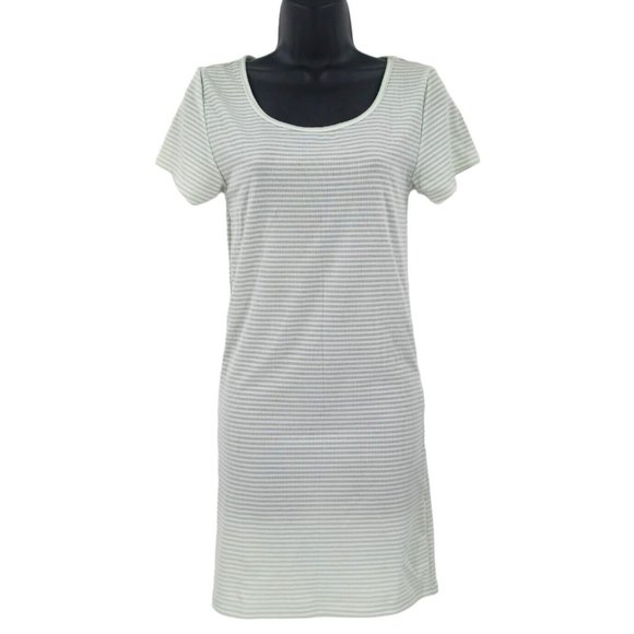 BODY GLOVE Sz L Ribbed Knit Cover Up Dress Casual Beach Stripe Green Preppy Surf - Picture 2 of 10